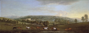 A panoramic view of Chatsworth House and Park, with mares and foals in the foreground *oil on canvas *66.3 x 173.1 cm *signed b.r.: P. Tillemans. F.